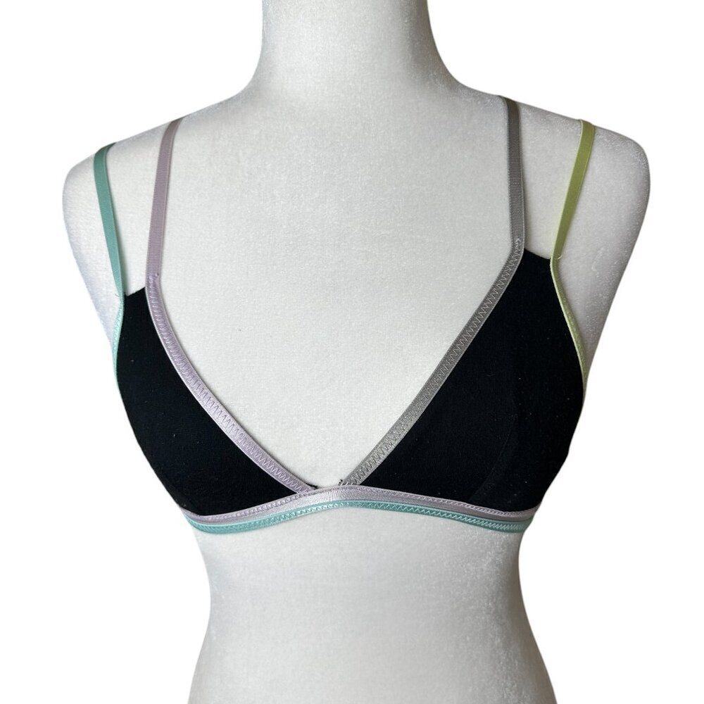 INTIMATELY FREE PEOPLE Black & Multi Colored Strappy Bra Bralette Top Size XS